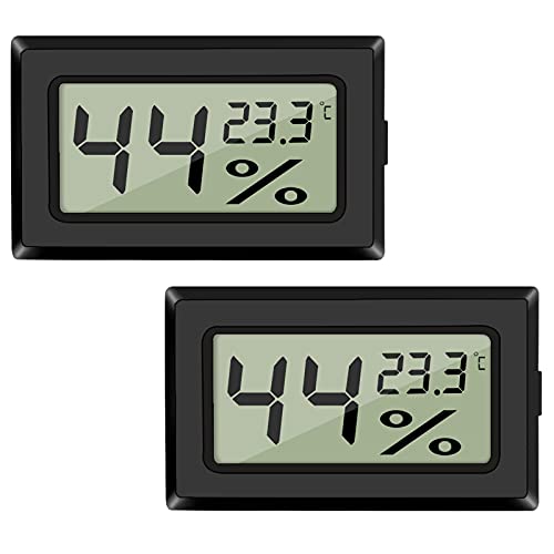 EEEKit 2-Pack LCD Digital Hygrometer Thermometer, Mini Digital Temperaturmesser Feuchtigkeitsmesser für Gewächshaus/Autos/Zuhause/Büro (Schwarz) von EEEKit