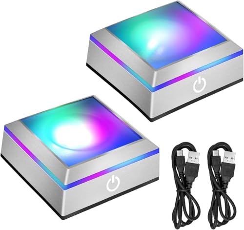 EEEKit 2 Stück LED Lichtsockel, Farbwechselnde 6-Farben Quadrat Basis für Kristalle, Acryl, Glasornamente und 3D Kunst Deko – Flacher & Konkaver Sockel EEEKit 2 Stück LED Lichtsockel, Farbwechselnde 6-Farben Quadrat Basis für Kristalle, Acryl, Glasornamente und 3D Kunst Deko – Flacher & Konkaver Sockel von EEEKit