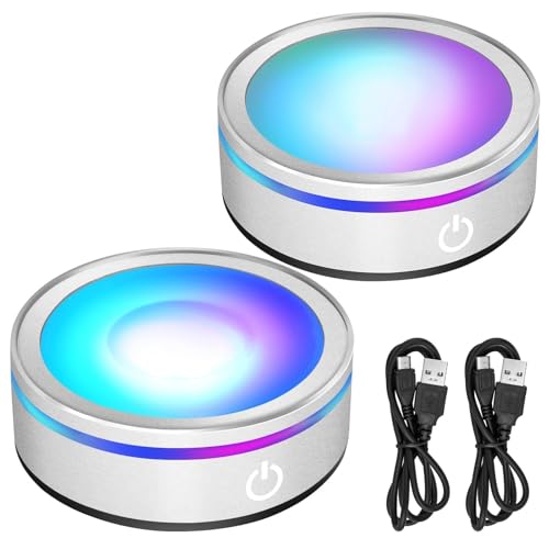 EEEKit 2 Stück Led Licht Sockel, 6 Farben Rund Led Leuchtsockel Display Basis Ständer für Kristall Glas Flat Concave Base EEEKit 2 Stück Led Licht Sockel, 6 Farben Rund Led Leuchtsockel Display Basis Ständer für Kristall Glas Flat Concave Base von EEEKit