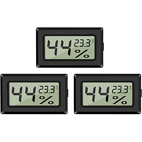 EEEKit 3 Pack LCD Digital Hygrometer Thermometer, Mini Digital Temperaturmesser Feuchtigkeitsmesser Mini Hygrometer für Gewächshaus/Autos/Zuhause/Büro (Schwarz) von EEEKit