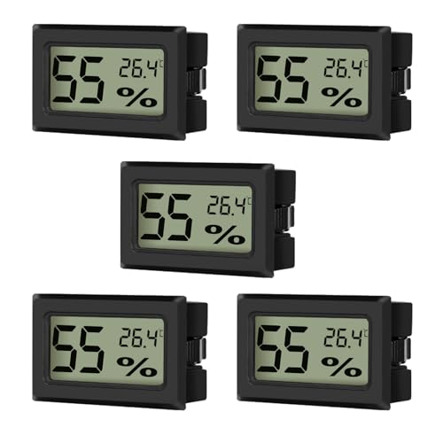 EEEKit 5-Pack LCD Digital Hygrometer Thermometer, Mini Digital Temperaturmesser Feuchtigkeitsmesser Mini Hygrometer für Gewächshaus/Autos/Zuhause/Büro, Celsius (°C) von EEEKit