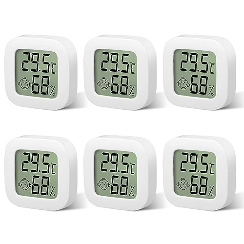 EEEKit Mini Thermometer Hygrometer Innen LCD Digital Raumthermometer Zimmerthermometer Temperatur Und Luftfeuchtigkeitsmesser Hydrometer Feuchtigkeit Für Schlafzimmer Wohnzimmer Büro (6 Stück) von EEEKit