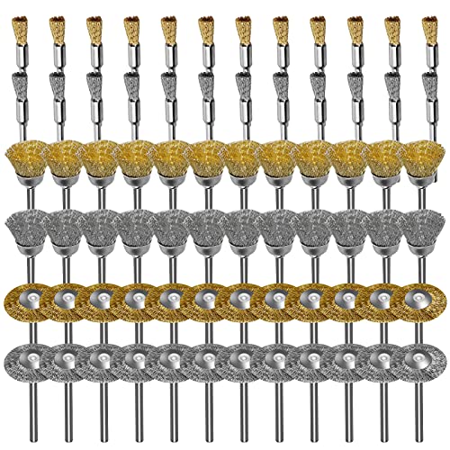 EEEKit 72PCS Drahtbürste Bohrmaschine, Messing Stahl Drahtrad Polier-Reinigungsbürsten-Set, zum Entfernen von Rost und Korrosion, Lackpolitur kompatibel mit 1/8"(3 mm) Griff Dremel Rotationswerkzeug von EEEKit