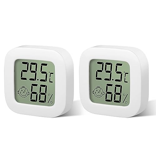 EEEKit Mini Digital Thermometer Hygrometer Innen Raumthermometer Innen Zimmerthermometer Temperatur Und Luftfeuchtigkeitsmesser Temperatursensor Für Babyzimmer Büro Gewächshaus(2 Stück, Weiß) von EEEKit