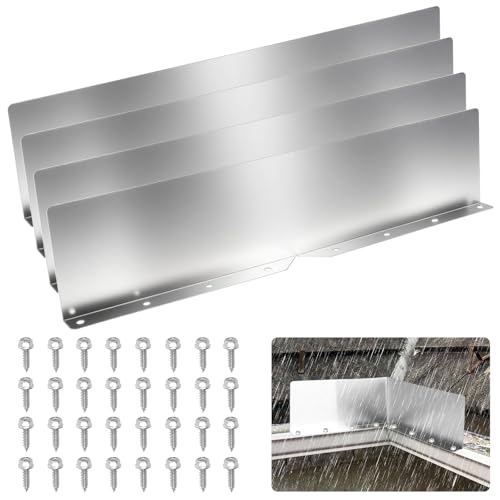 EEEKit Regenrinnen-Spritzschutz, Dachrinnen-Regenumsteller für Dach mit Schrauben, Aluminium-Dachrinnen-Spritzschutz für Hausschindeldächer, 4 Stück von EEEKit