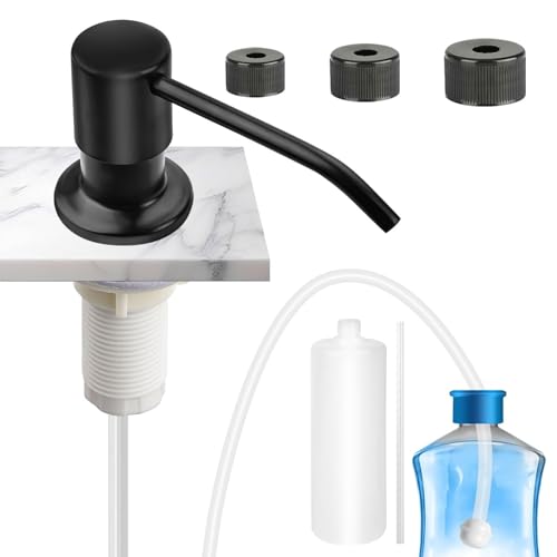 EEEKit Seifenspender für Küchenspüle, Eingebauter Spülbecken Seifenspenderpumpe, Edelstahl Spülmittelspender mit 500ML Flasche 100CM Verlängerungsschlauch Kit von EEEKit