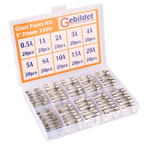 Gebildet 200 Stücke 5x20mm Schnelle Schlag Glassicherung, Fast-Schlag Glas Sicherungen Assortierte Kit, 0.5A 1A 2A 3A 4A 5A 8A 10A 15A 20A von Gebildet