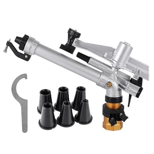 EEQANAO 2 Zoll Rocker Impact Sprinkler Gun Langstrecken-Bewässerungspistole Ackerland Rasen Obstgarten 360 Grad automatische Bewässerung Regenpistole(No Pressure Gauges) von EEQANAO