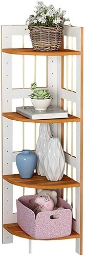 Bücherregal Bücherregal, 4-lagiges Eck-Bücherregal, maximales Gewicht von 8 kg pro Etage, geeignet für Wohnzimmer, Küche, Garage (A) von EESHHA