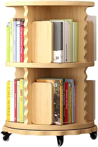Bücherregal Bücherregal, um 360 Grad drehbar, 2, 3, 4, 5, 6 Etagen, bodenstehende Bücherregale aus Holz, hohes Ecklagerregal (Holz 50 x 98 cm) von EESHHA