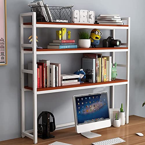 Desktop-Bücherregal Desktop-Bücherregal für Computertisch – 3-stufiges verstellbares Schreibtisch-Bücherregal, Computertisch-Bücherregal aus Holz und Metall, Schreibtisch-Aufbewahrungsregal, Schreibt von EESHHA