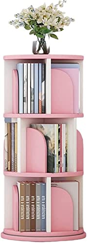 EESHHA Bücherregal 3-stufiges, um 360° drehbares, weißes Bücherregal, Boden-Bücherregal im Studentenwohnheim-Bücherregal (Rosa 40 * 98 cm) von EESHHA