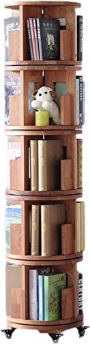 EESHHA Bücherregal 5-stufiges, um 360° drehbares Bücherregal, einfaches herausnehmbares Aufbewahrungs-Bücherregal, Haushalts-Bodenregal, hohes Bücherregal im modernen Stil (braun 43,6 * 165 cm) von EESHHA