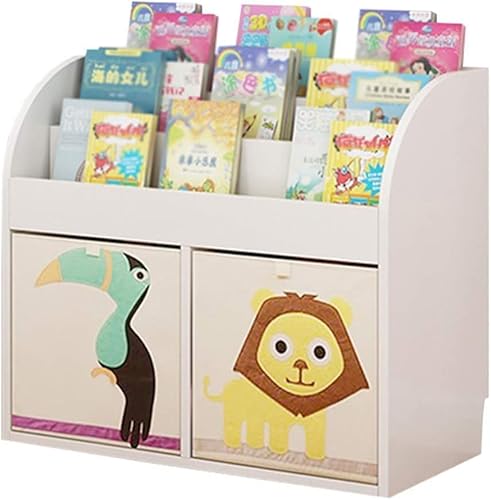 EESHHA Bücherregal Bücherregal, bodenstehend, weiß, mit zusammenklappbarer Aufbewahrungsbox, Spielzeug-Aufbewahrungsregal (73 x 34,5 x 69 cm) von EESHHA