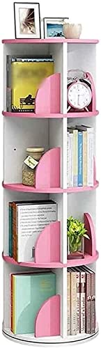 EESHHA Bücherregal Bücherregal, rundes Bücherregal, modernes, um 360° drehbares Aufbewahrungsregal, bodenstehende Regale für Heimbüro, Filme, Bücher (Rosa 4) von EESHHA