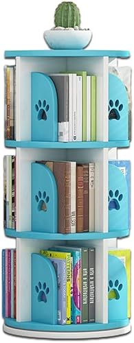 EESHHA Bücherregal Um 360° drehbares Bücherregal, bodenstehendes Bücherregal, runder Couchtisch, weckt Leseinteresse und praktische Fähigkeiten (Blau 50 * 97 cm) von EESHHA