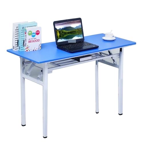 EESHHA Klapptisch Schreibtisch im modernen Stil, verstellbare Füße, tragbarer Klapptisch, rechteckiger Tisch, Laptop-Home-Office-Schreibtisch für Enge Räume (Farbe: Blau, Größe: 120 x 50 x 75 cm) von EESHHA