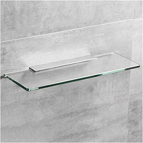 EESHHA Wandregal Glasregal fürs Badezimmer, zur Wandmontage, rechteckig, schwebendes Regal aus gehärtetem Glas, Aufbewahrungsregal für die Dusche, 1 Ebene (Größe: 55 cm/22 Zoll) (18 cm/7 Zoll) von EESHHA