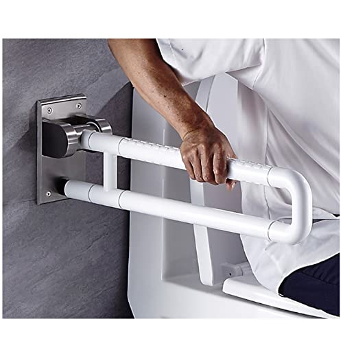 EEUK Haltegriff Klappbar Edelstahl, Stützhaltegriff WC Haltegriff Wandstützgriff Bad Dusche Stützgriff für Badezimmer Toiletten, Belastung Bis 300kg(Size:75CM,Color:Weiß) von EEUK