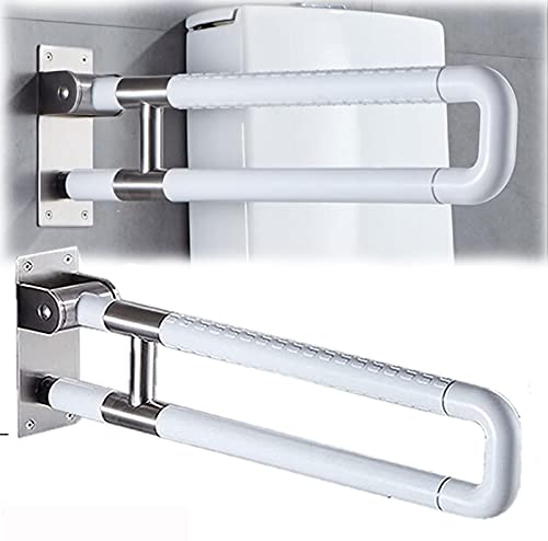 Griffstangen für das Bad Aufstehhilfe Toiletten Klappgriff Sicherheit Stützklappgriff Rutschfest Badewannengriff Wandmontage WC Haltegriff Klappbar Duschgriff für Senioren (Size:75cm,Color:White) von EEUK