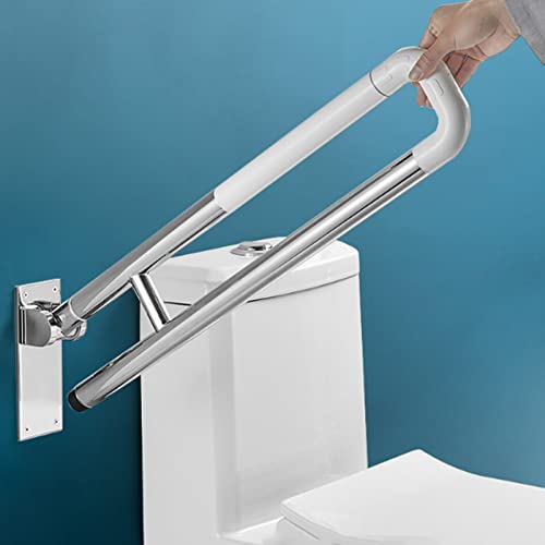 Haltegriff dusche edelstahl, Badewannengriff senioren Wandstützgriff klappbar Toiletten Stützklappgriff Sicherheitsgriffe für schwangere Frauen, ältere Menschen mit Behinderungen(Size:60CM,Color:Weiß) von EEUK