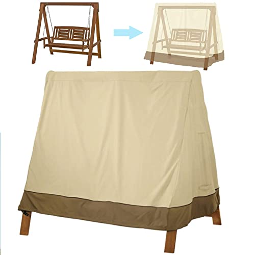 EEUK Outdoor-Schaukelabdeckung Terrassen-Schaukel-Abdeckung A-Rahmen-Schaukel-Set-Abdeckung 210D wasserdichte Veranda-Schaukel-Abdeckung Langlebige UV-beständige 183 x 139 x 170cm (Color:Beige) von EEUK