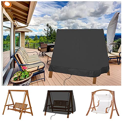 EEUK Outdoor-Schaukelabdeckung Terrassen-Schaukel-Abdeckung A-Rahmen-Schaukel-Set-Abdeckung 210D wasserdichte Veranda-Schaukel-Abdeckung Langlebige UV-beständige 183 x 139 x 170cm (Color:Schwarz) von EEUK