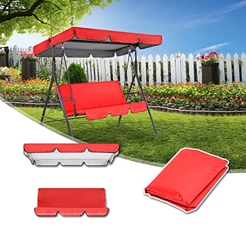 Sonnendach für Hollywoodschaukel, 3-Sitzer Gartenschaukel mit Baldachin und Kissen, Hollywoodschaukel Dachbezug Universal, Dach für Hollywoodschaukel Wasserdicht (Size:164*114*15cm,Color:Rot) von EEUK