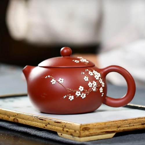 EEYZD Feine handgemachte Zisha-Teekanne, handbemalter weißer Pflaumenblüten-Xishi-Topf, chinesische Yixing-Kungfu-Keramik-Mini-Teekanne,1 teapot von EEYZD