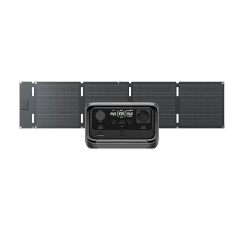 ECOFLOW River 3 Plus Tragbare Powerstation mit 60 W Solarpanel, 286 Wh LFP Batterie, bis zu 1 200 W Leistung, Solargenerator für Outdoor, Camping, RV, Reise (Generalüberholt) von EF ECOFLOW