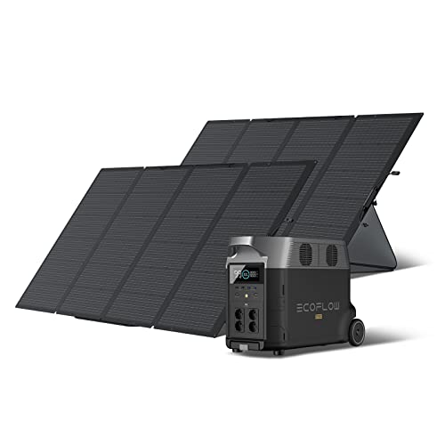 ECOFLOW Solargenerator Delta Pro 3,6 kWh/3600 W mit 2 x 400 W Solarpanel auf Balkon, tragbares Kraftwerk für Zuhause, Camping im Freien, RV und Notfall von EF ECOFLOW