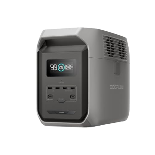 EF ECOFLOW DELTA 3 1500 Tragbare Powerstation, 1536 Wh Batterie LiFePO4, 1,5 Std. volle Aufladung, 1800 W (3 600 W Spitze), Solargenerator für Wohnmobile, Camping und Stromausfälle (Generalüberholt) von EF ECOFLOW