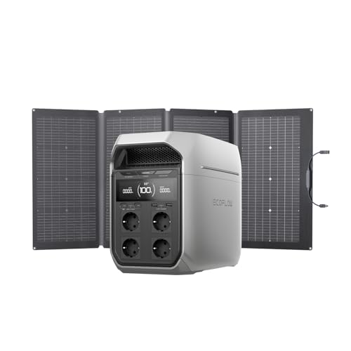 EF ECOFLOW DELTA 3 Plus Tragbare Powerstation 1 024 Wh mit 220 W Solarpanel, 1 000 W Solareingang, LiFePO4 Batterie, Solargenerator für Notstrom, Camping, Outdoor & Wohnmobil von EF ECOFLOW