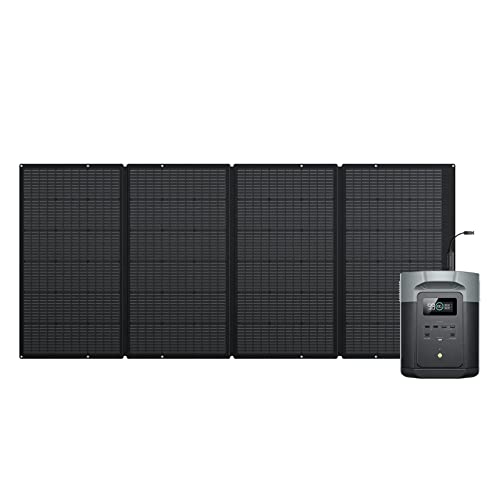 EcoFlow DELTA 2 Max tragbare Powerstation 2048Wh mit 400W Solarpanel, Balkonkraftwerk mit speicher Solaranlage, Schnellladung Solargenerator, für Outdoor, Camping, Wohnmobil, Garten (Generalüberholt) von EF ECOFLOW