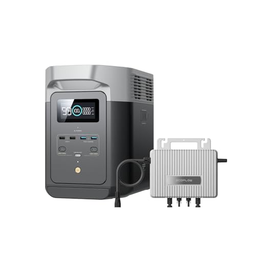 EcoFlow Delta 2 tragbare Powerstation 1024Wh, 0% VAT WLAN Stream Mikrowechselrichter 800W, LiFePO4-Batterie, Schnellladung von 0-80% in 50 Min., erweiterbar auf 3 kWh, für Zuhause, Camping und Reise von EF ECOFLOW