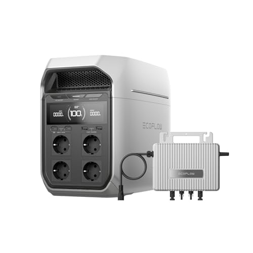 EcoFlow Delta 3 Plus tragbare Powerstation 1024Wh, 0% VAT WLAN STREAM Mikrowechselrichter 800W, LiFePO4-Batterie, 1800W (3600W Spitze) Solargenerator für Notstromversorgung, Camping von EF ECOFLOW