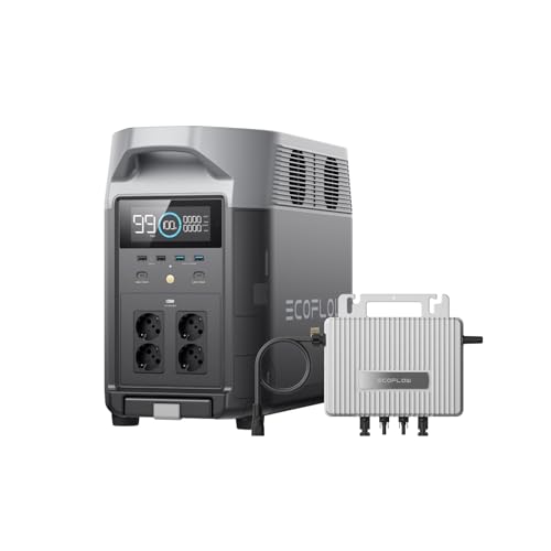 EcoFlow Delta Pro tragbare Powerstation 3600Wh, 0% VAT WLAN Stream Mikrowechselrichter 800W, LiFePO4-Batterie, 3600W AC Ausgängen, erweiterbar auf 25kWh, für Zuhause, Stromausfall, Reise von EF ECOFLOW