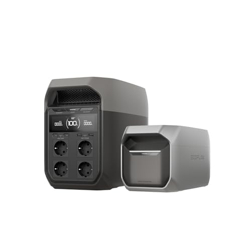 EcoFlow Tragbare Powerstation Delta 3 mit intelligentem Zusatzakku 1 024 Wh, LiFePO4 erweiterbare Batterie, Solargenerator für Notfälle, Wohnmobile, Camping und Stromausfälle von EF ECOFLOW