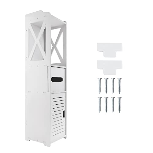 EFAN Badezimmerschrank, wasserdicht, Taschentücherschrank aus Papier, weiß, schlanker Aufbewahrungsschrank für Wohnzimmer, Schlafzimmer, Küche und Flur, Organizer auf 3 Ebenen – 18 x 20 x 80 cm von EFAN