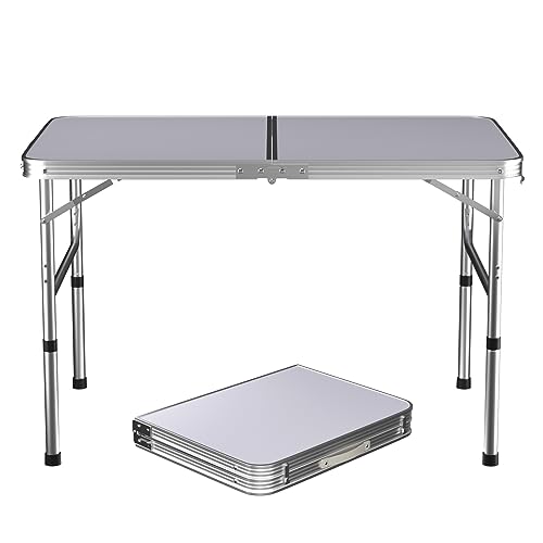 EFAN Campingtisch, faltbar, höhenverstellbar, Picknicktische aus Aluminium, leicht und tragbar, für Outdoor, Innenbereich, Strand, Hochzeit, Garten, Party, Grill – 90 x 60 x 37/67 cm von EFAN