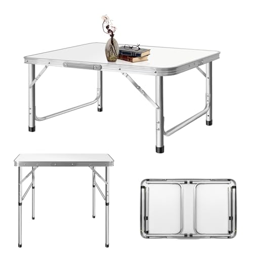 EFAN Campingtisch, zusammenklappbar, aus Aluminium, 75 x 55 cm | Klapptisch für Camping | Wandern | Picknicktisch | Computertisch mit Tragegriff | 2 Höhen - 33 cm/70 cm von EFAN