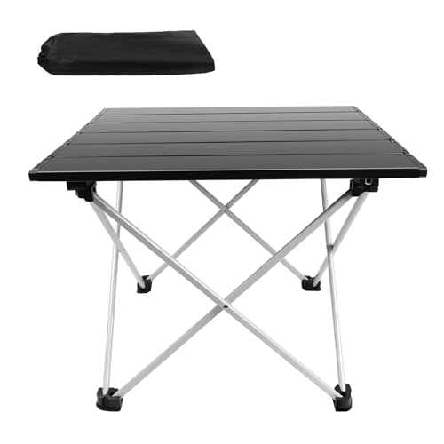 EFAN Faltbarer Campingtisch - Leichter Klapptisch - 40x35x32cm Aluminium Klappbarer Strandtisch für Outdoor Camping Wandern Fischen - Schwarz von EFAN