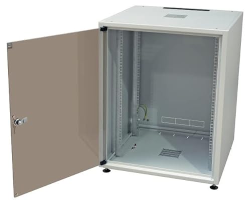 EFB 19Zoll Netzwerkschrank OFFICE SERIE 12HE 600X600 RAL7035 Grau IP20 komplett vormontiert und zerlegbar Glasfront 30KG Traglast von EFB-Elektronik
