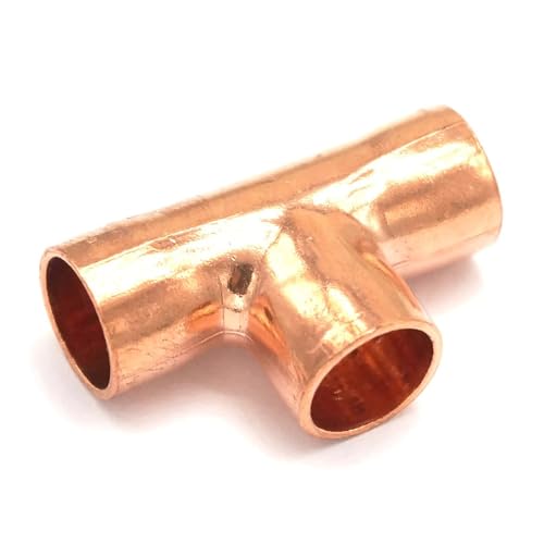 EFDSVUHE I.D 14x0.8mm Copper End Feed Euqal Tee 3 Ways Pipe Adapter Air Conditioner Refrigeration Water Heater von EFDSVUHE