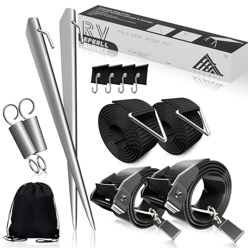 EFEALL Sturmband Markise Set für Thule Omnistor Mit 4X Kederösen, Vorzelt Wohnwagen Hold Down Side Strap Kit Mit Sturmleine, Wohnmobil Zubehör Mit Camping Sturmbänder von EFEALL