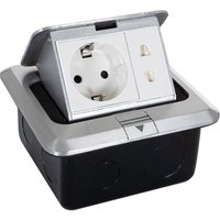Efectoled - Mehrfachsteckdose Einbau 1 Sockel Typ f + 1xT8 Silbern von EFECTOLED