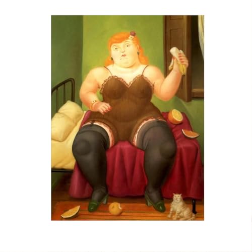 EFEMIR Fernando Botero Poster Q Version Fat Girl Wandkunst Fernando Botero Leinwand Gemälde und Drucke Nordic Home Room Decor Bild 40x60cm Kein Rahmen von EFEMIR