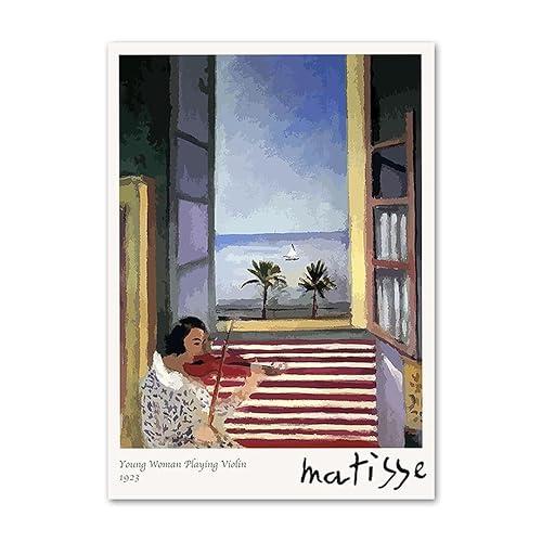 EFEMIR Matisse Nordisches Poster, Matisse Frau Violine, abstrakte Wandkunst, Matisse Malt Retro-Leinwandgemälde, ästhetisches Bild für Heimdekoration, 50 x 70 cm, ohne Rahmen von EFEMIR