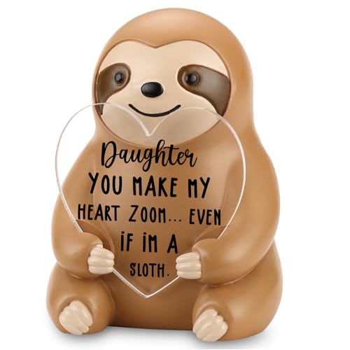 Emotionale Unterstützung Tochter Faultier Figur, Harz-Skulptur Geschenk von Mama oder Papa, inspirierende Schreibtischkumpel, Dekoration, Andenken, motivierende Stressabbau-Figur für Geburtstag von EFFJNSG