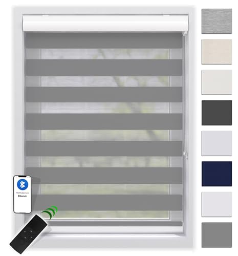 EFIXS Doppelrollo mit Kassette 115 x 175 cm (BxH) in grau/Duo Rollo mit Premium-Unterschiene/Doppelrollo zum Bohren in den Breiten 40-220 cm von EFIXS